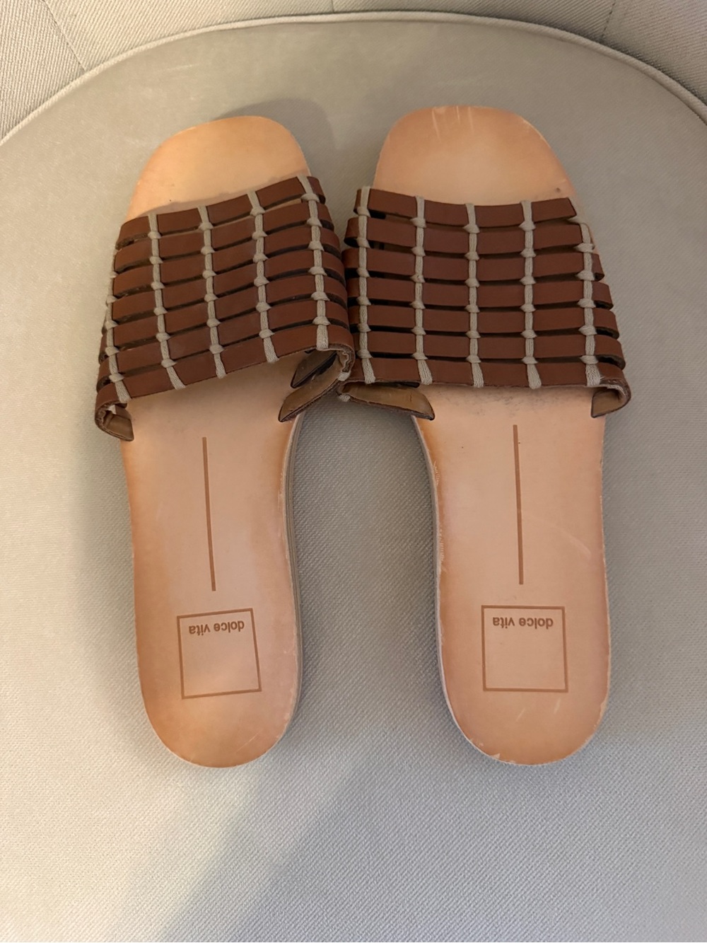 Dolce Vita Brown Woven Slide Sandals